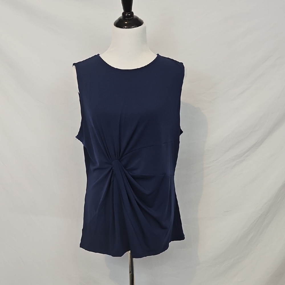 Zenana Plus Size Navy Twisted Tank Top.